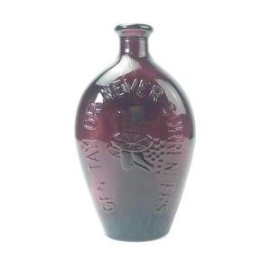 Gen Taylor Never Surrenders Flask Bottle Amethyst color w/ Cannon RARE HTF